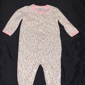 Carters Pink, Tan & White Printed Onesie